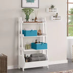 Étagère échelle à 4 niveaux de 61 cm avec bac de rangement, blanche