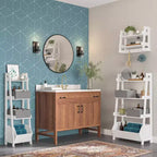 Étagère échelle à 4 niveaux de 61 cm avec bac de rangement, blanche