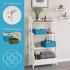 Étagère échelle à 4 niveaux de 61 cm avec bac de rangement, blanche