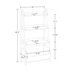 Étagère échelle à 4 niveaux de 61 cm avec bac de rangement, blanche