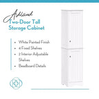 Meuble de rangement haut de salle de bain Ashland à deux portes avec étagères réglables, 152,4 cm H, Blanc