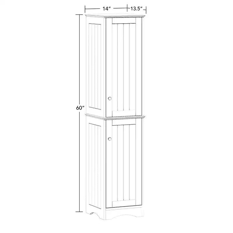 Ashland Two-Door Tall Bathroom Storage Cabinet with Adjustable Shelves, 60"H, White