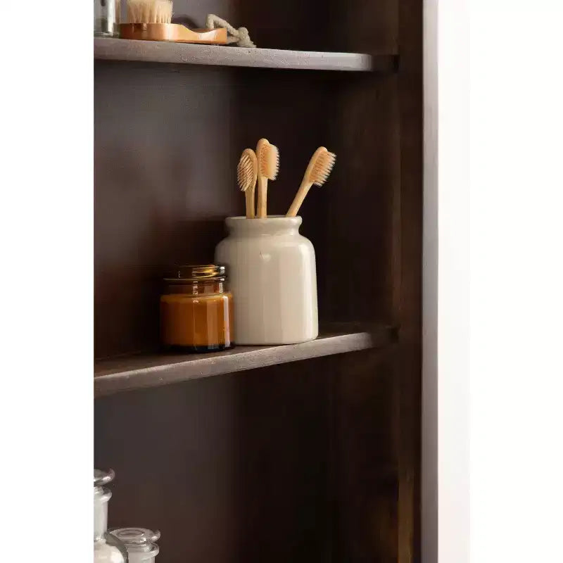 Wall-Mounted Bathroom Cabinet with Mirror, Chevron Pattern, 20"x30", Brown