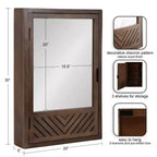 Meuble de Salle de Bain Mural avec Miroir, Motif Chevrons, 50x75 cm, Marron