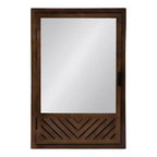 Meuble de Salle de Bain Mural avec Miroir, Motif Chevrons, 50x75 cm, Marron
