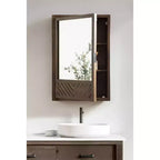 Meuble de Salle de Bain Mural avec Miroir, Motif Chevrons, 50x75 cm, Marron