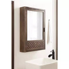 Meuble de Salle de Bain Mural avec Miroir, Motif Chevrons, 50x75 cm, Marron