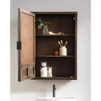 Meuble de Salle de Bain Mural avec Miroir, Motif Chevrons, 50x75 cm, Marron