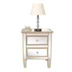 Table de chevet à 2 tiroirs avec poignées dorées, 49,99 cm L, MDF, Table d'appoint de chambre moderne