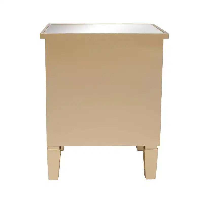 2-Drawer Nightstand with Gold Handles, 19.69"W, MDF, Modern Bedroom Side Table