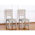Set of Two White Wood Ladder Back Dining Side Chairs