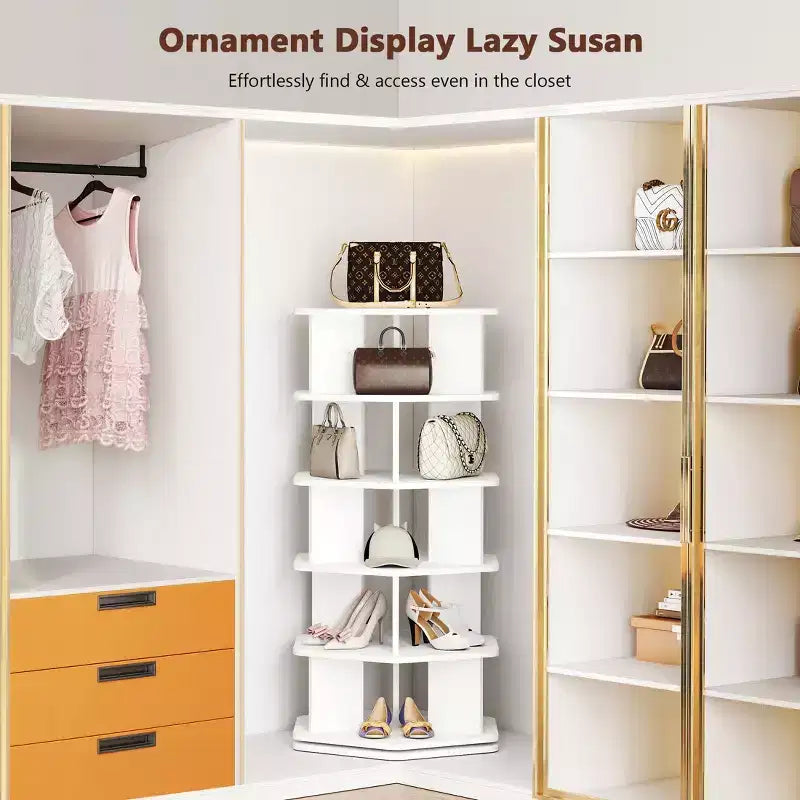 360 Rotating Shoe Rack, Hexagon Spinning Shoe Organizer, 5-Tier or 7-Tier, Holds 24 Pairs, for Entryway, Living Room & Closet