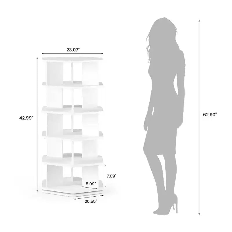 360 Rotating Shoe Rack, Hexagon Spinning Shoe Organizer, 5-Tier or 7-Tier, Holds 24 Pairs, for Entryway, Living Room & Closet