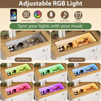 Commode 4 tiroirs avec veilleuse LED et plateau en verre, éclairage RGB contrôlé par application, MDF résistant aux rayures, blanc