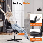 Chaise de bureau pivotante sans accoudoirs, assise large entrecroisée, rotation à 360°, inclinaison à 22°, cuir PU, supporte 136 kg, beige/noir/gris