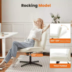 Chaise de bureau pivotante sans accoudoirs, assise large entrecroisée, rotation à 360°, inclinaison à 22°, cuir PU, supporte 136 kg, beige/noir/gris