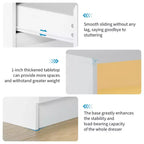 Commode double à 6 tiroirs avec lumières LED et prise de courant, commode de chambre moderne sans poignée, 2 prises secteur + 2 USB, Noir/Blanc