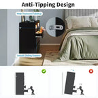 Commode double à 6 tiroirs avec lumières LED et prise de courant, commode de chambre moderne sans poignée, 2 prises secteur + 2 USB, Noir/Blanc