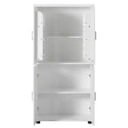 Meuble de Rangement Haut pour Salle de Bain, Armoire sur Pied 4 Portes avec Étagères Réglables, 157,5 cm H x 78,7 cm L, Blanc