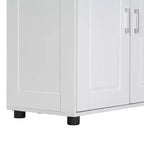 Meuble de Rangement Haut pour Salle de Bain, Armoire sur Pied 4 Portes avec Étagères Réglables, 157,5 cm H x 78,7 cm L, Blanc