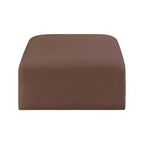 Pouf Arc en cuir végétalien, capitonnage en canaux, cadre en bois d'eucalyptus, 31"x31"