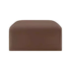 Pouf Arc en cuir végétalien, capitonnage en canaux, cadre en bois d'eucalyptus, 31"x31"