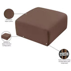 Pouf Arc en cuir végétalien, capitonnage en canaux, cadre en bois d'eucalyptus, 31"x31"