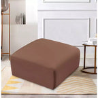 Pouf Arc en cuir végétalien, capitonnage en canaux, cadre en bois d'eucalyptus, 31"x31"