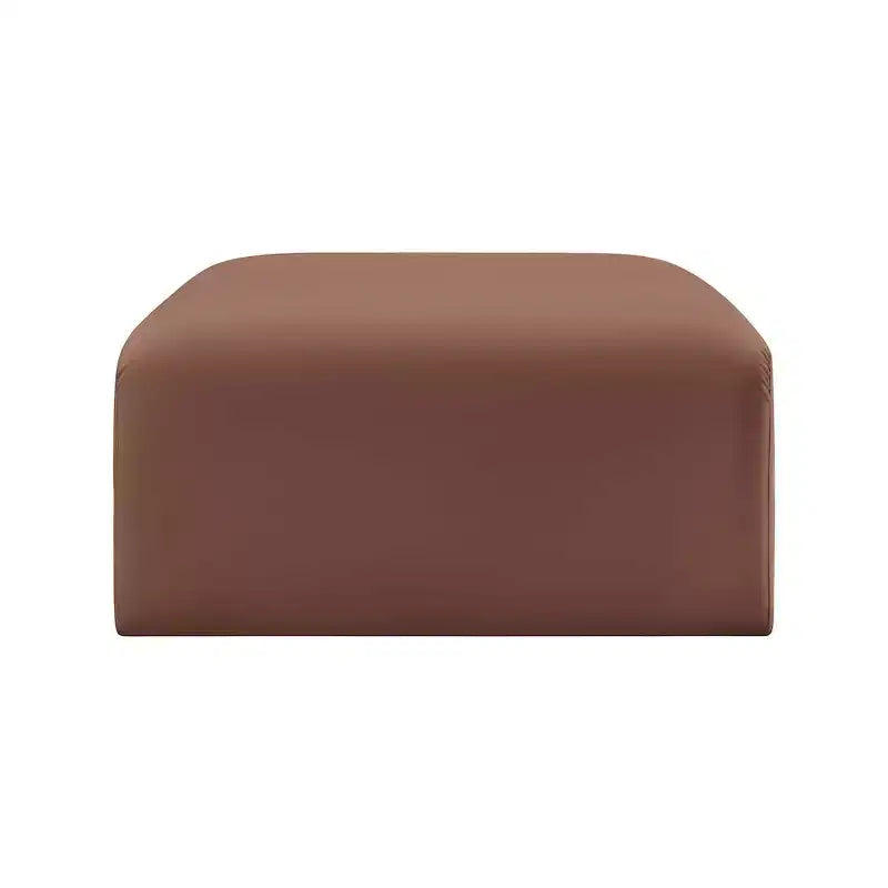 Arc Vegan Leather Ottoman, Channel Tufted, Eucalyptus Wood Frame, 31"x31"