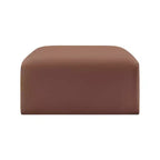 Pouf Arc en cuir végétalien, capitonnage en canaux, cadre en bois d'eucalyptus, 31"x31"