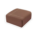 Pouf Arc en cuir végétalien, capitonnage en canaux, cadre en bois d'eucalyptus, 31"x31"