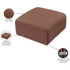 Pouf Arc en cuir végétalien, capitonnage en canaux, cadre en bois d'eucalyptus, 31"x31"