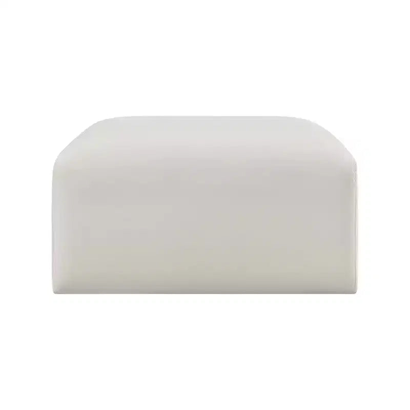 Arc Vegan Leather Ottoman, Channel Tufted, Eucalyptus Wood Frame, 31"x31"