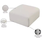 Pouf Arc en cuir végétalien, capitonnage en canaux, cadre en bois d'eucalyptus, 31"x31"