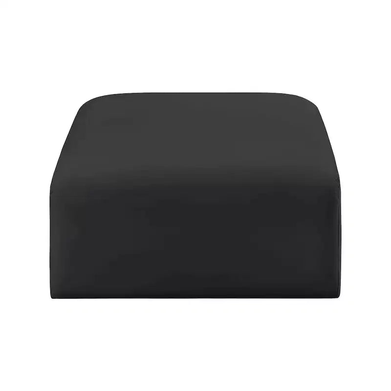 Arc Vegan Leather Ottoman, Channel Tufted, Eucalyptus Wood Frame, 31"x31"