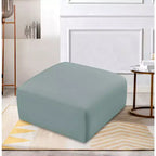 Pouf Arc en cuir végétalien, capitonnage en canaux, cadre en bois d'eucalyptus, 31"x31"