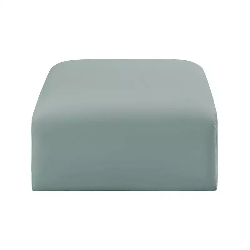 Arc Vegan Leather Ottoman, Channel Tufted, Eucalyptus Wood Frame, 31"x31"