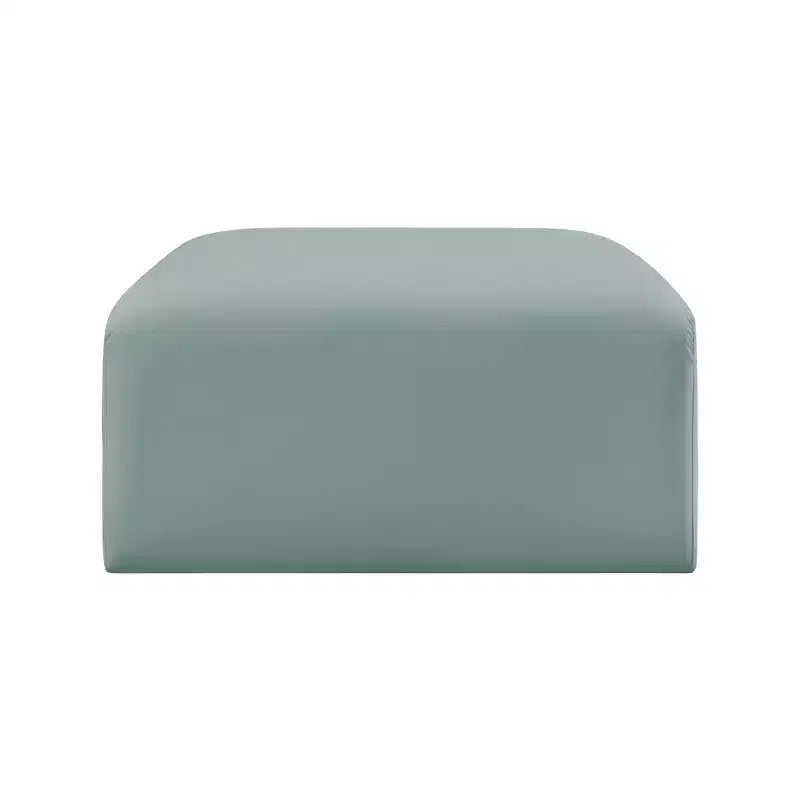 Arc Vegan Leather Ottoman, Channel Tufted, Eucalyptus Wood Frame, 31"x31"