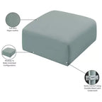 Pouf Arc en cuir végétalien, capitonnage en canaux, cadre en bois d'eucalyptus, 31"x31"