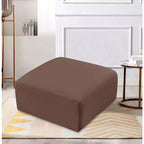 Pouf Arc en cuir végétalien, capitonnage en canaux, cadre en bois d'eucalyptus, 31"x31"