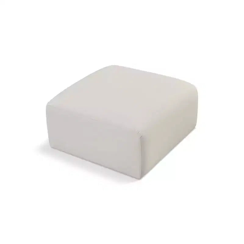 Arc Vegan Leather Ottoman, Channel Tufted, Eucalyptus Wood Frame, 31"x31"