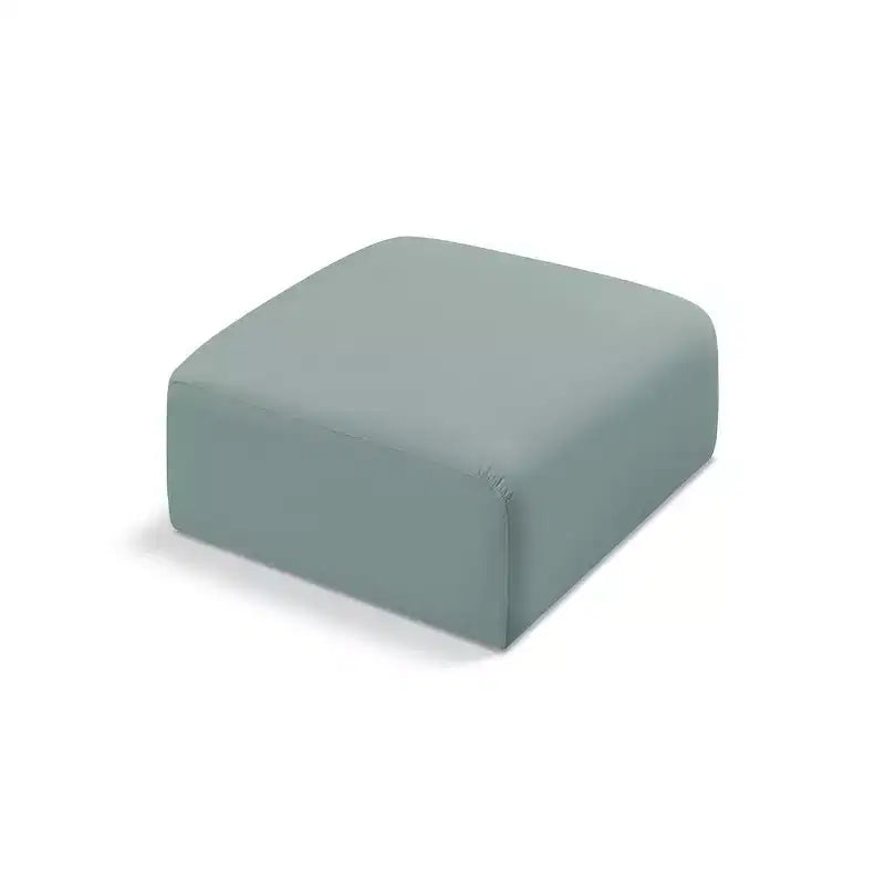 Arc Vegan Leather Ottoman, Channel Tufted, Eucalyptus Wood Frame, 31"x31"