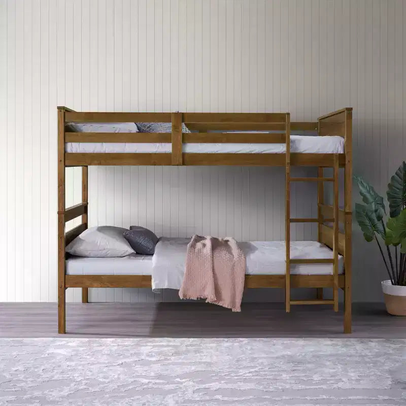 Exeter Twin Over Twin Solid Wood Standard Bunk Bed, Convertible to Two Twin Beds