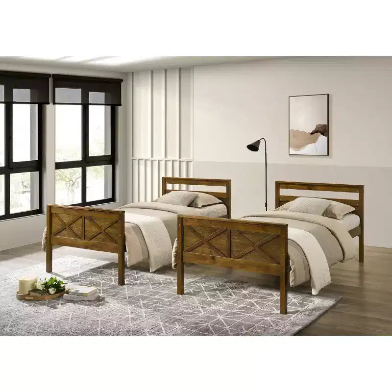 Exeter Twin Over Twin Solid Wood Standard Bunk Bed, Convertible to Two Twin Beds