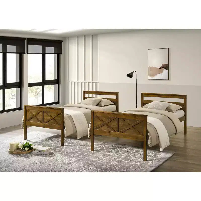 Exeter Twin Over Twin Solid Wood Standard Bunk Bed, Convertible to Two Twin Beds
