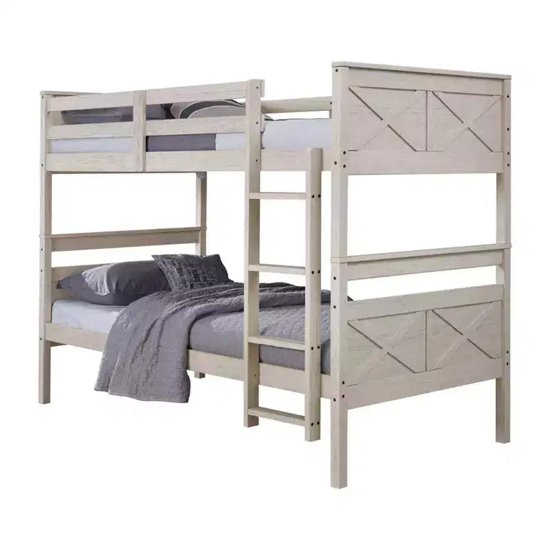 Exeter Twin Over Twin Solid Wood Standard Bunk Bed, Convertible to Two Twin Beds