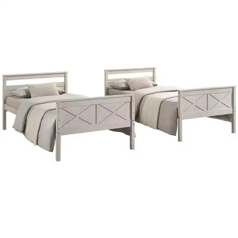Exeter Twin Over Twin Solid Wood Standard Bunk Bed, Convertible to Two Twin Beds