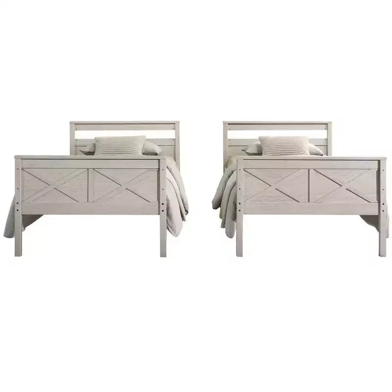 Exeter Twin Over Twin Solid Wood Standard Bunk Bed, Convertible to Two Twin Beds