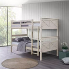 Home Design Exeter Twin Over Twin Solid Wood Standard Bunk Bed, Twin Bed Convertible