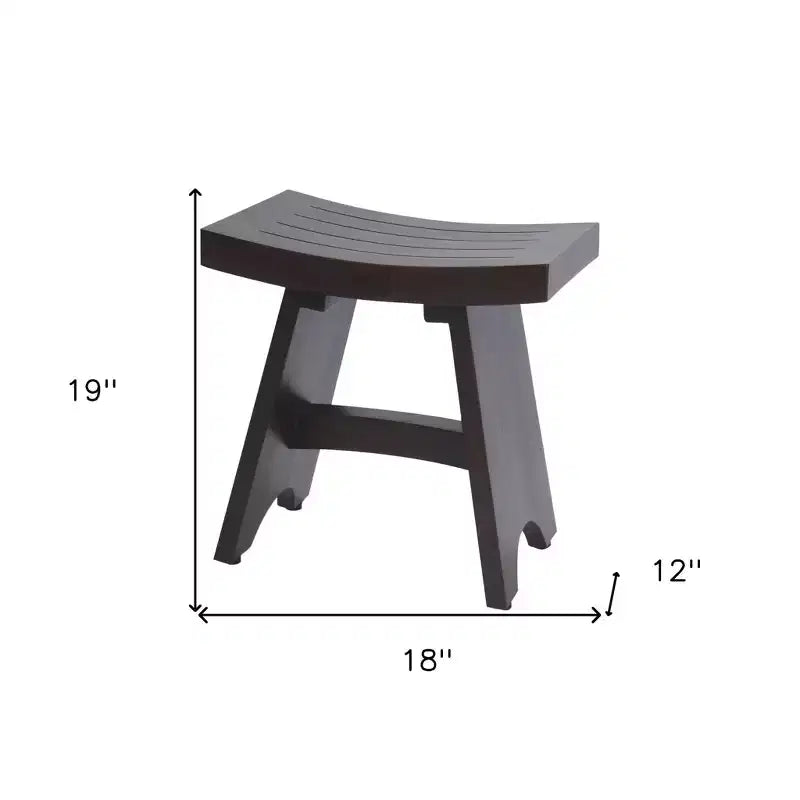 Teak Shower Bench, 18" Rectangular Bathroom Seat with Water-Resistant Natural Teak, Dark Brown